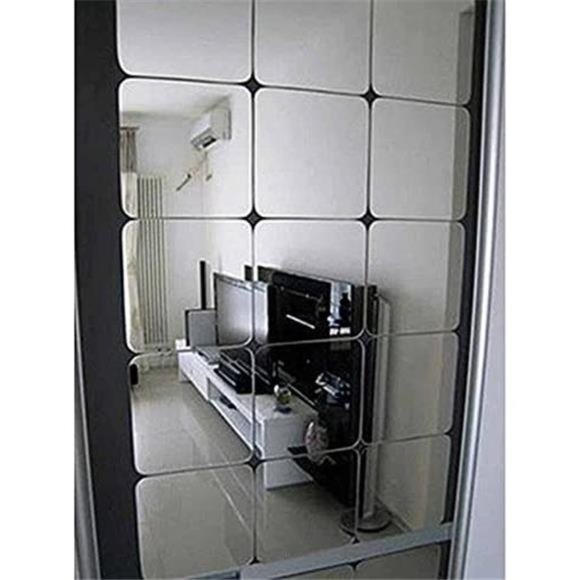 Wall Decor Sticker,12PCS Acrylic Mirror WallStickers 15cmAdhesive Rounded Corner - Picture 1 of 6